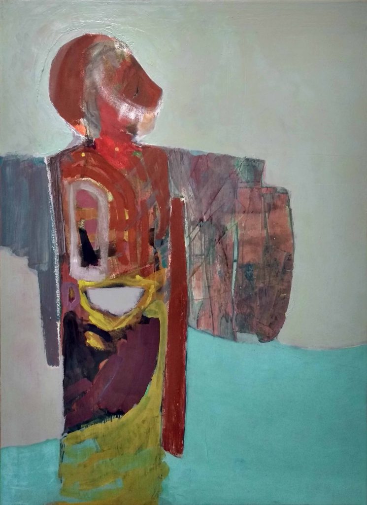 „Sie schaut auf das Meer“, 1/2, Öl-Tempera auf Leinwand, 110 x 80 cm, 2020