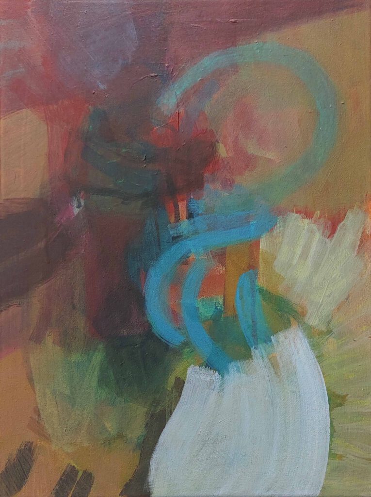 „Feuerberge“ 1/4, Ei-Öltempera auf Leinwand, 40,5 x 30 cm, 2024