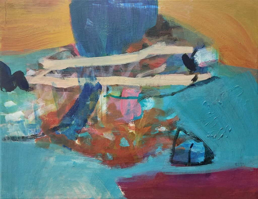 „Feuerberge“ 3/4, Ei-Öltempera auf Leinwand, 45 x 35 cm, 2024